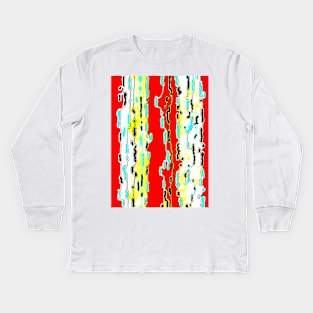 Bush Ants Abstract Digital Var 10 solid background Kids Long Sleeve T-Shirt